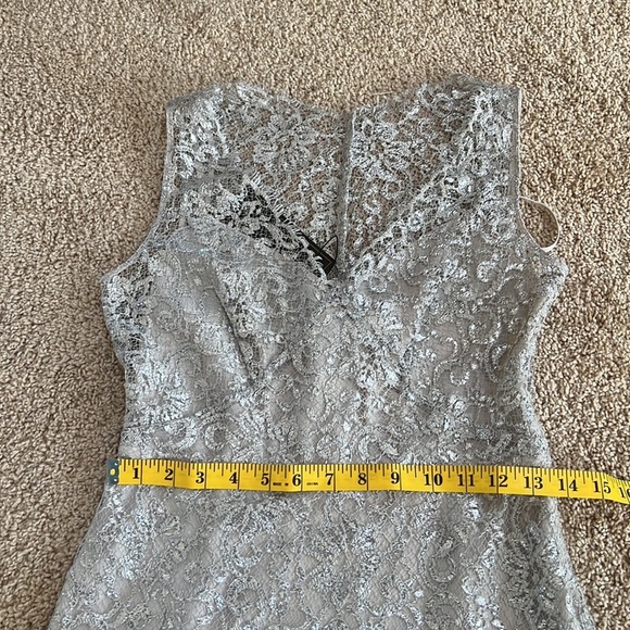 New! BCBGMaxazaria SZ 2, grey silver metallic over slip Lynette dress. - Picture 12 of 14